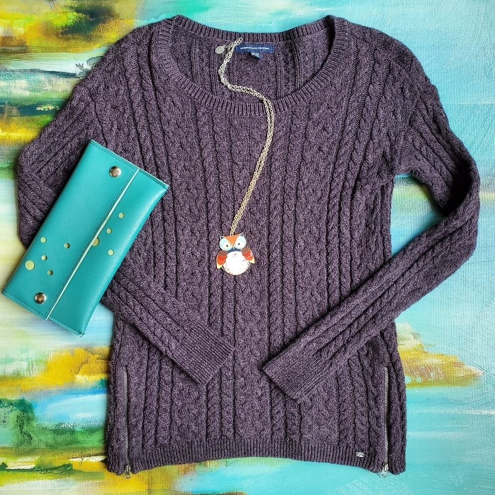 AEO Cable Knit Side Zip Sweater